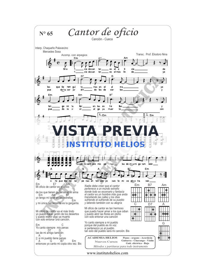 Vista previa de Cantor de oficio